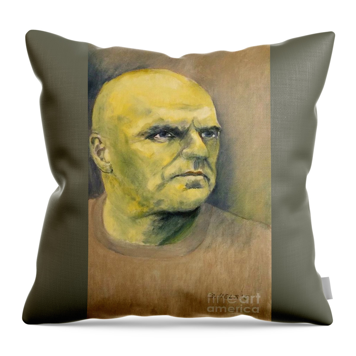 A Man Throw Pillow featuring the painting Determination / Portrait by Dagmar Helbig