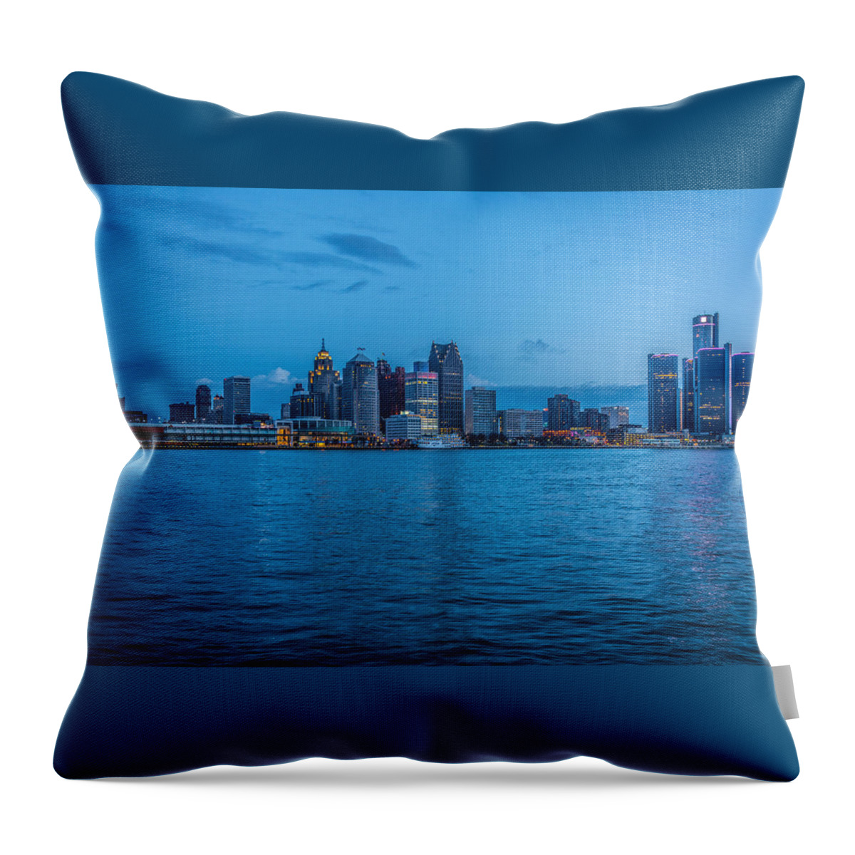 Detroit Throw Pillow featuring the photograph Detroit Skyline by Pravin Sitaraman