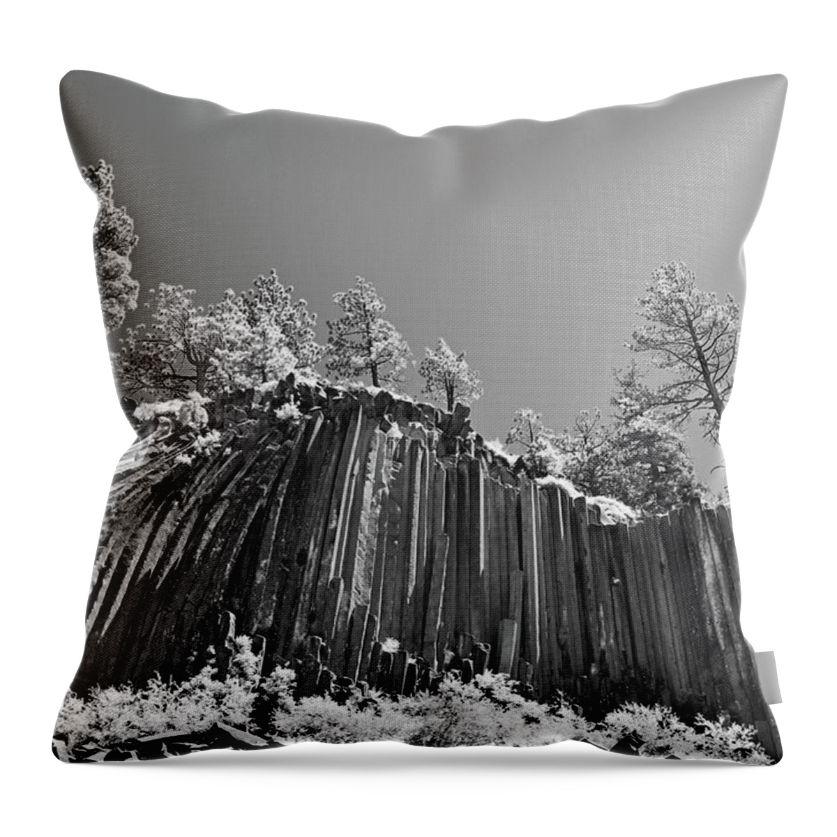 Infrared Art Throw Pillow featuring the photograph Devil's Postpile - Frozen columns of lava by Alexandra Till