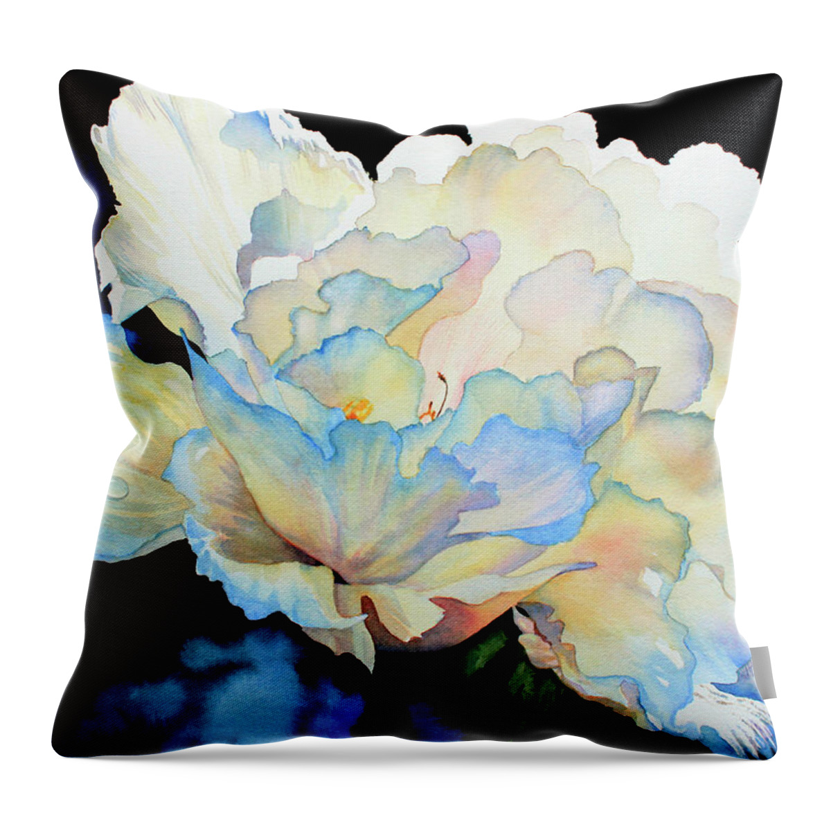 Peony Throw Pillow featuring the painting Dew Drops on Peony by Hanne Lore Koehler