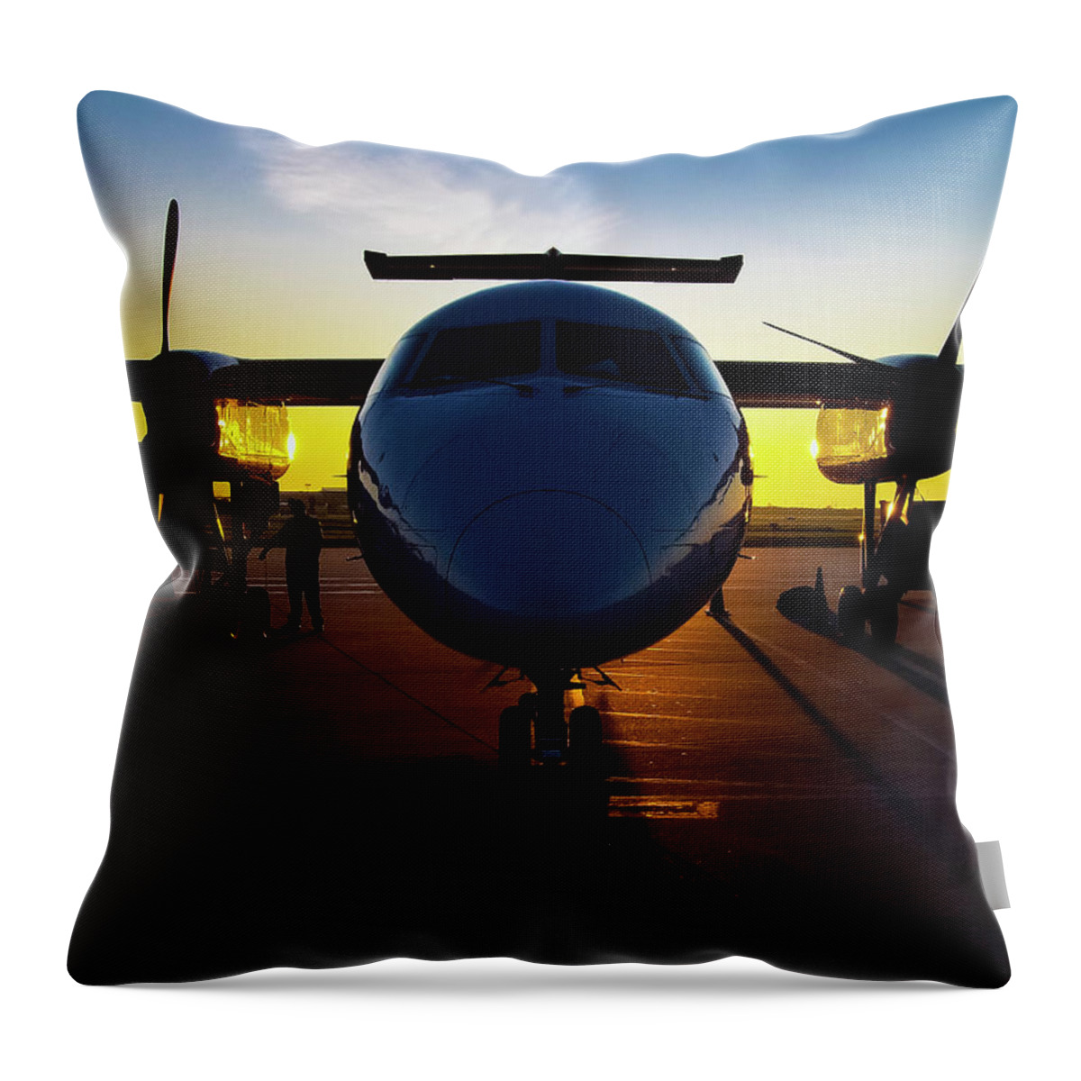 Aviation Throw Pillow featuring the photograph DHC-8-300 Refueling by Greg Reed