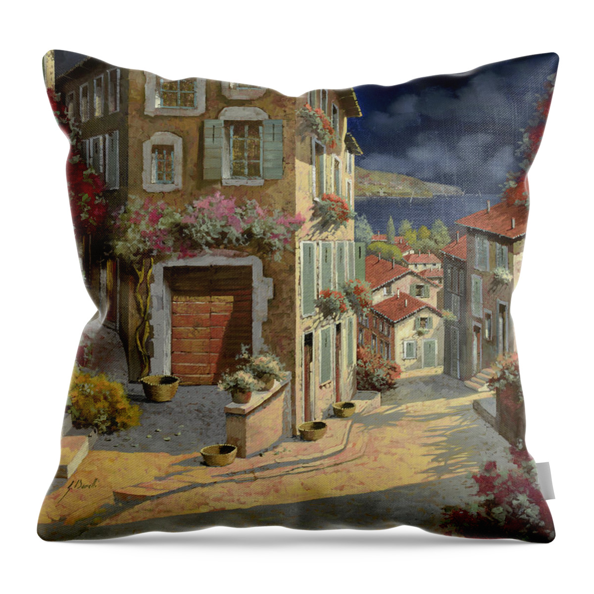 Seascape Throw Pillow featuring the painting Di Notte Al Mare by Guido Borelli