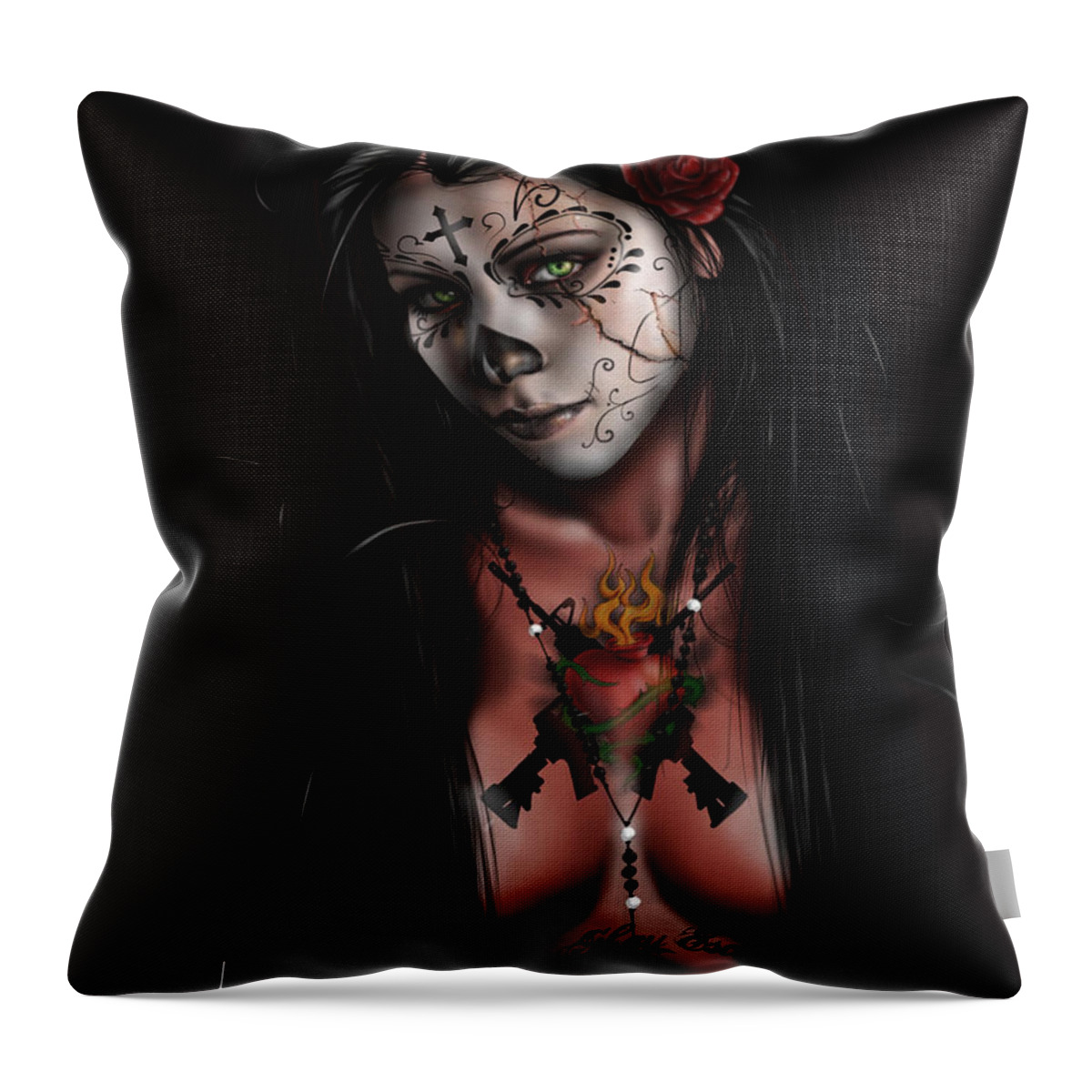 Pete Throw Pillow featuring the painting Dia De Los Muertos 3 by Pete Tapang