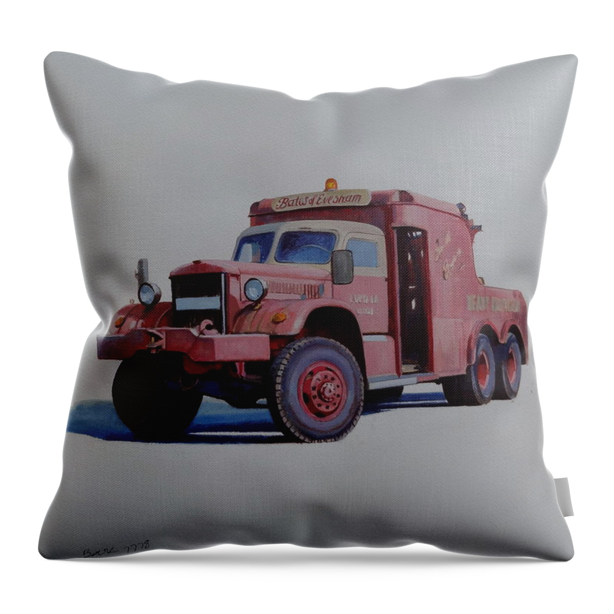 Diamondt Throw Pillow featuring the painting Diamond T wrecker. by Mike Jeffries