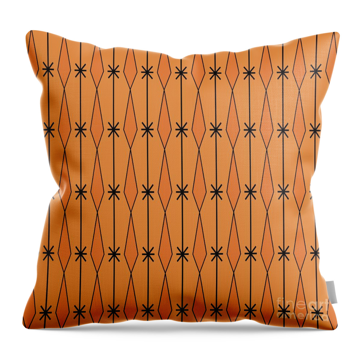 Mid Century Modern Throw Pillow featuring the digital art Diamonds in Orange by Donna Mibus