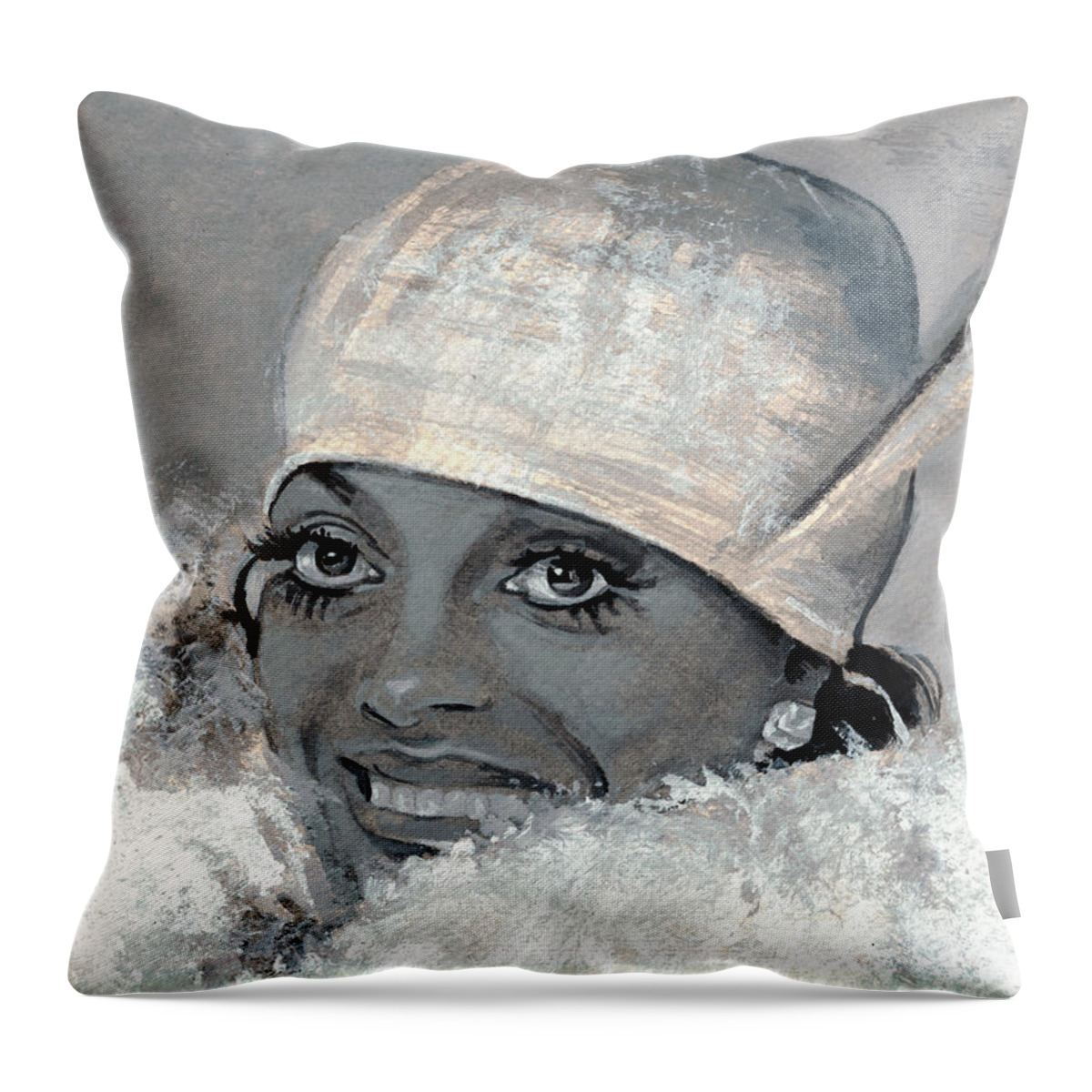 Diana Ross Throw Pillow featuring the painting Diana Ross by Neil Feigeles