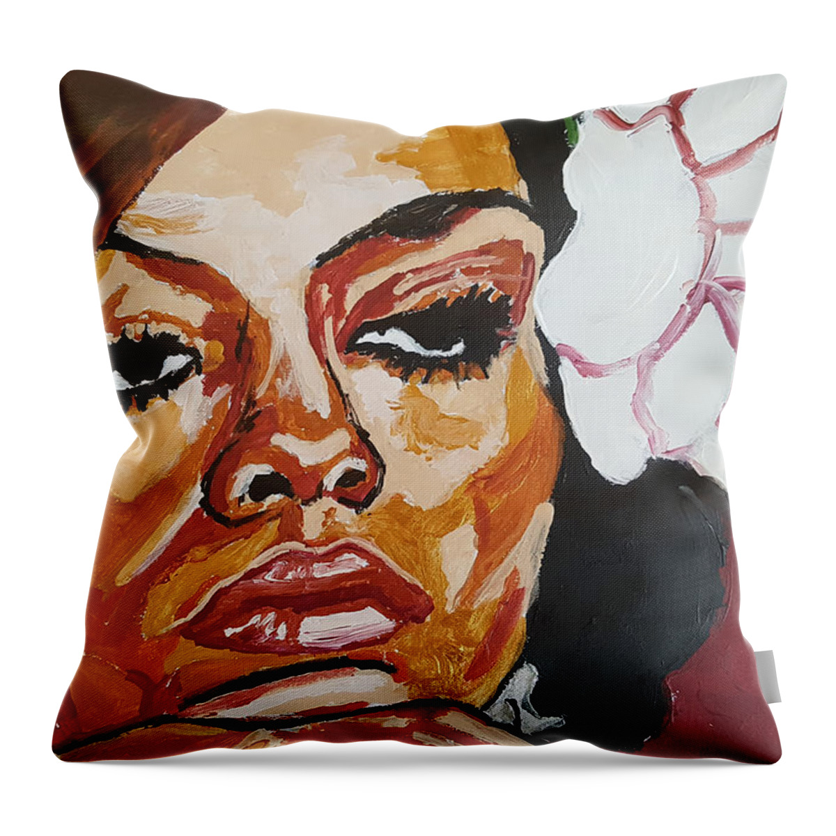 Diana Ross Throw Pillow featuring the painting Diana Ross by Rachel Natalie Rawlins