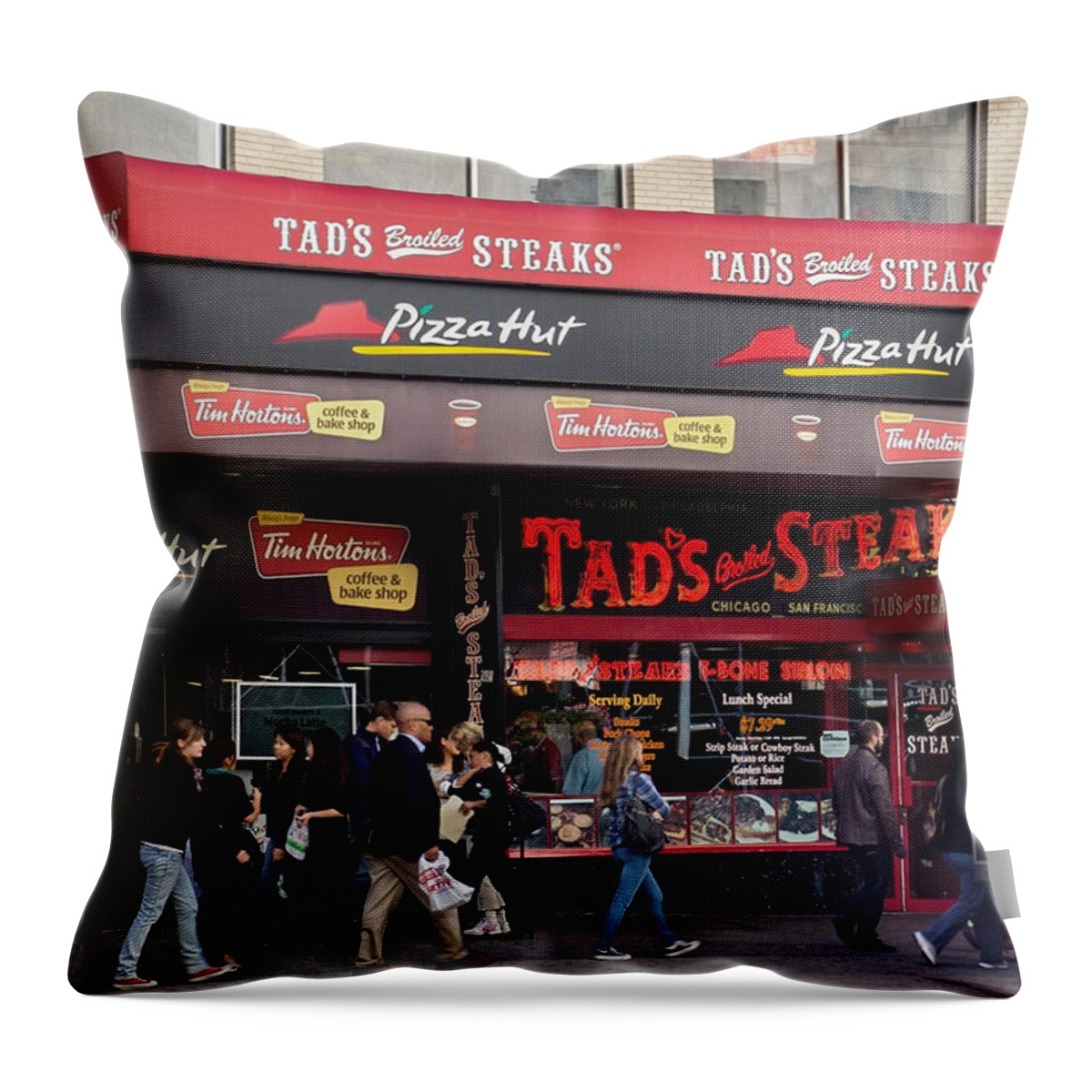 Buildings Throw Pillow featuring the photograph diEyeSpyArtNYC Midtown Stroll 8123 by DiDesigns Graphics