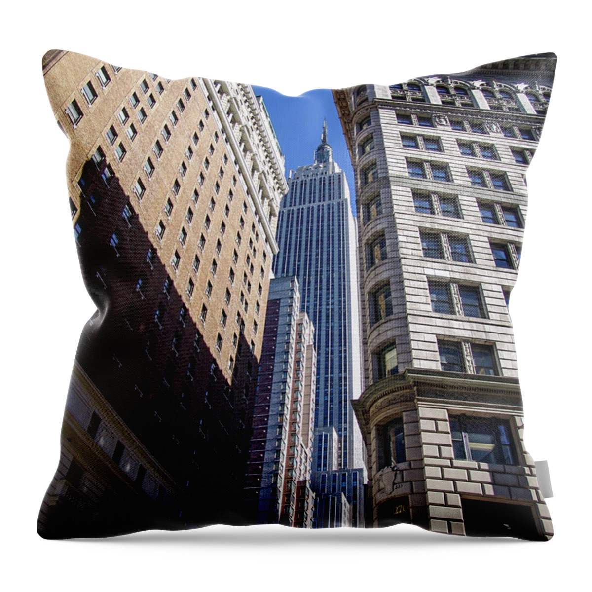Buildings Throw Pillow featuring the photograph diEyeSpyArtNYC Midtown Stroll 8215 by DiDesigns Graphics