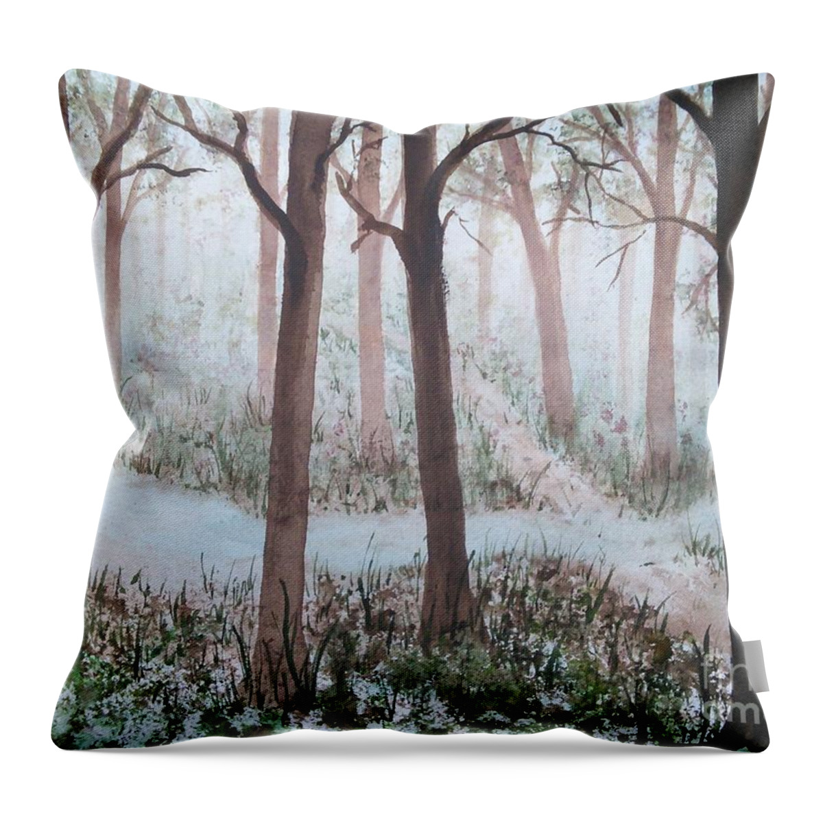 Stream Crossing Path Throw Pillow featuring the painting Different Paths by Susan Nielsen
