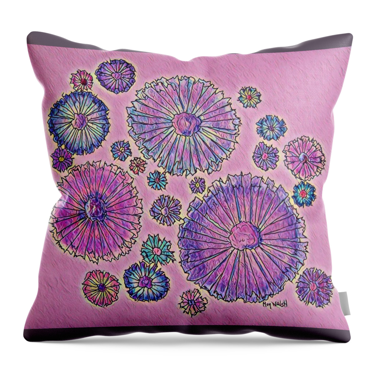 Flowers Throw Pillow featuring the digital art Digital flowers no.1 by Megan Walsh