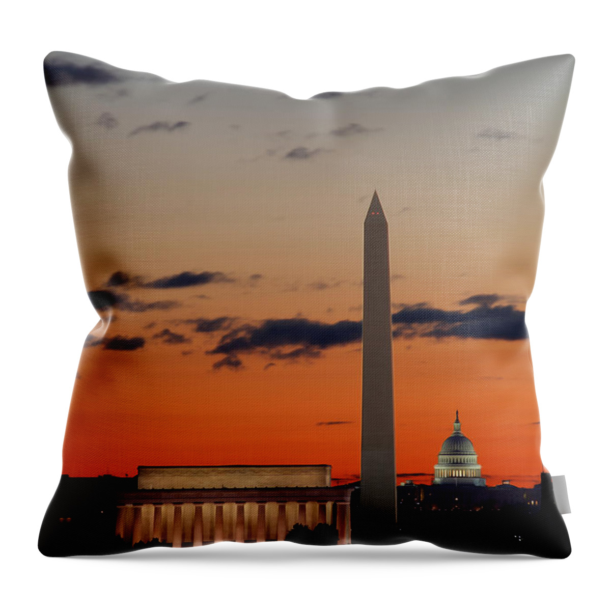 Metro Throw Pillow featuring the digital art Digital Liquid - Monuments at Sunrise by Metro DC Photography