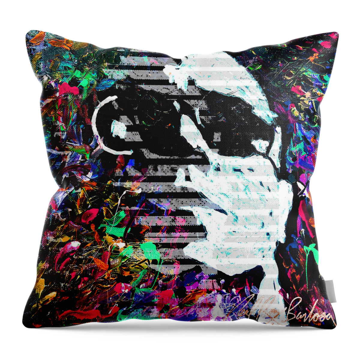 Lou Reed Throw Pillow featuring the painting digital Lou Reed by Neal Barbosa