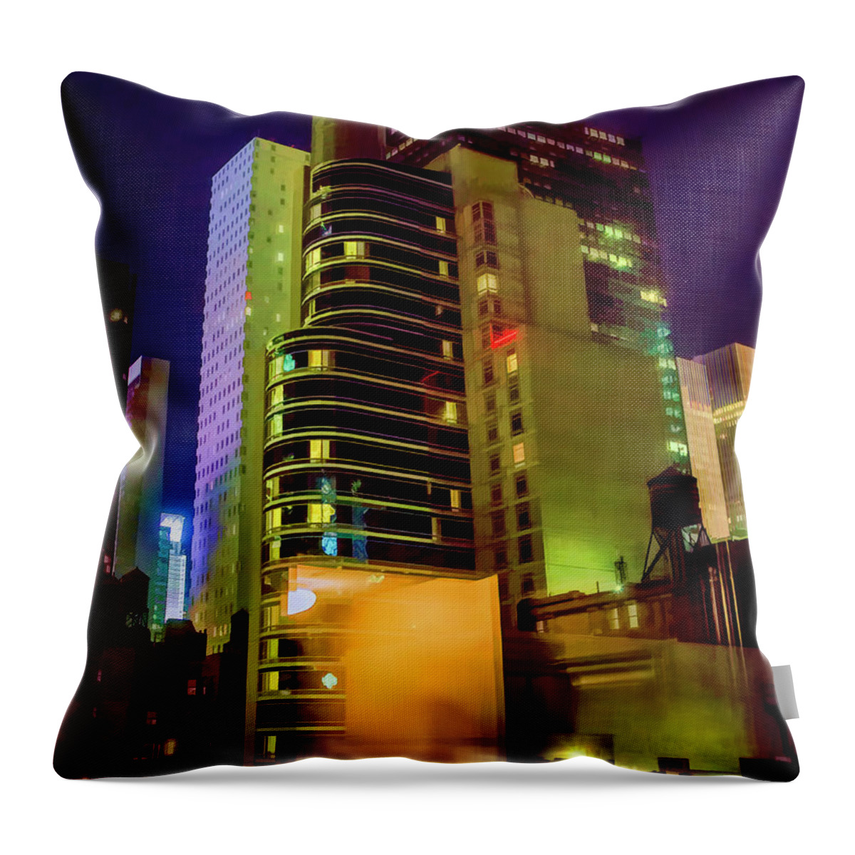 New York Throw Pillow featuring the photograph Digital Paint Filters Architecture NYC by Chuck Kuhn