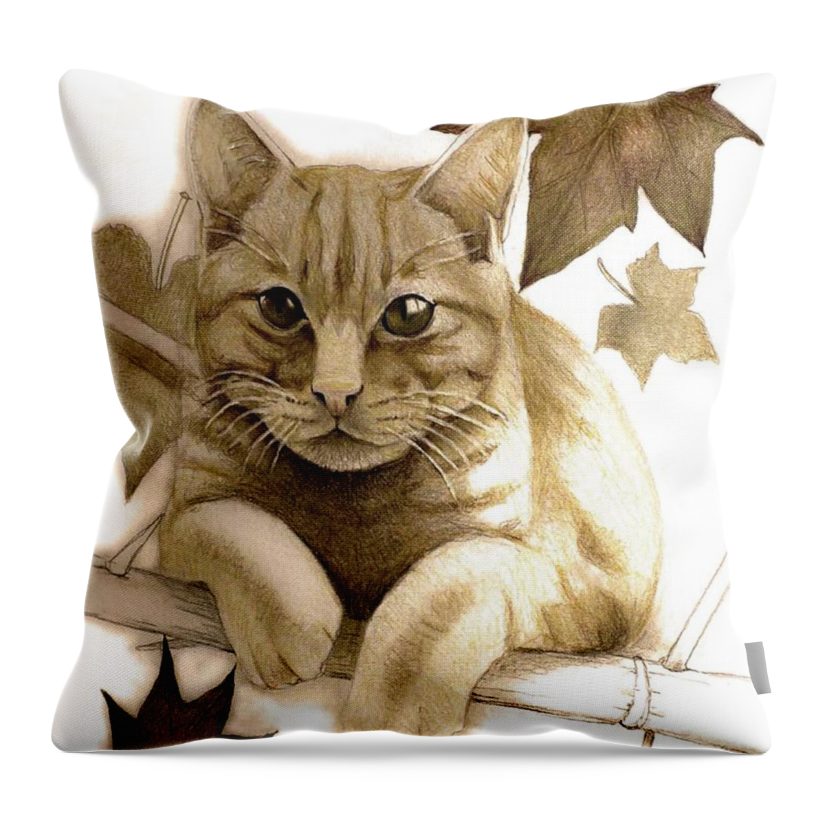 Cat Throw Pillow featuring the digital art Digitally Enhanced Cat Image by Tim Ernst