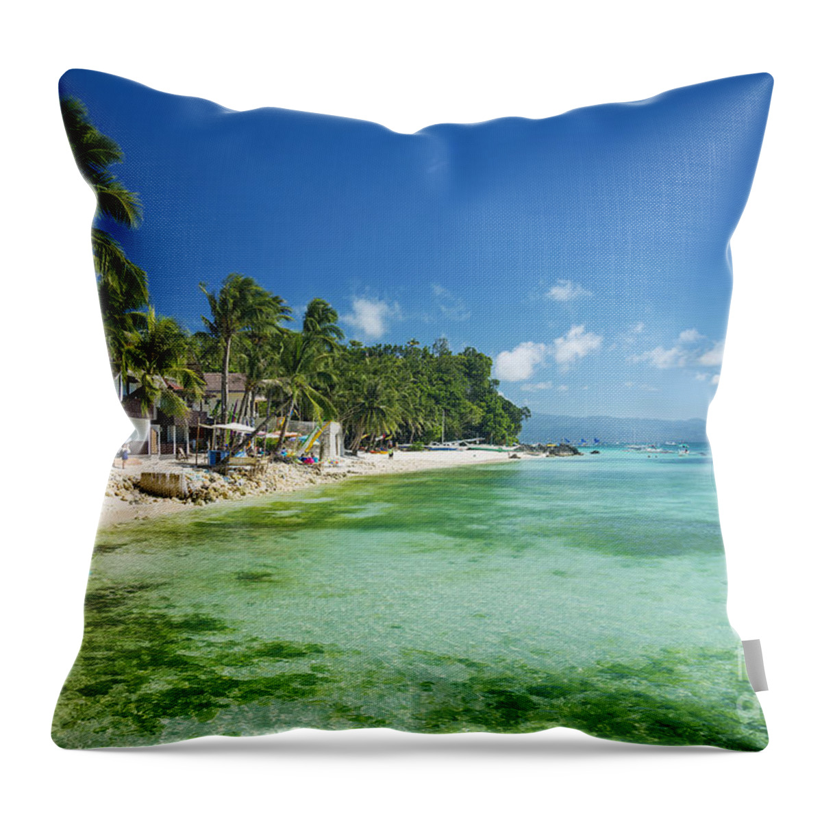Asia Throw Pillow featuring the photograph Diniwid Tropical Beach In Boracay Island Philippines by JM Travel Photography