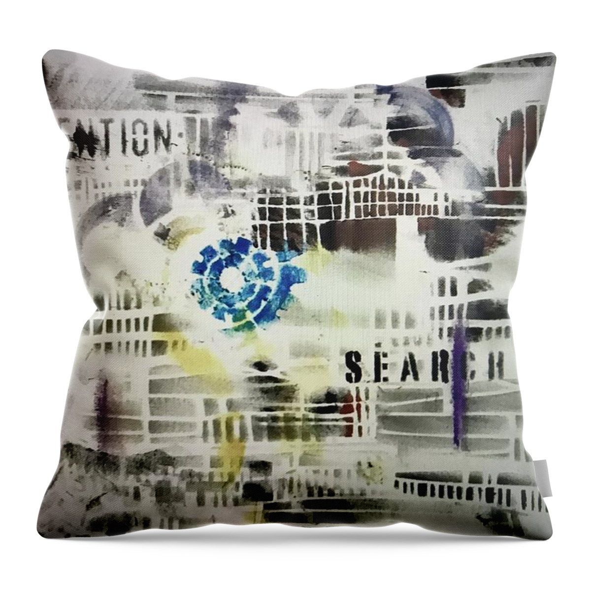 Abstract Throw Pillow featuring the painting Directions by Tommy McDonell