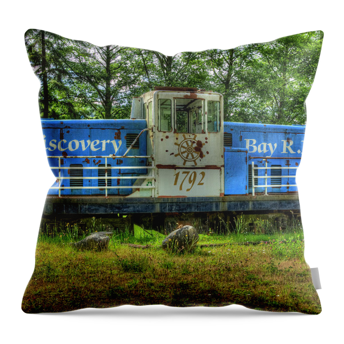 Train Throw Pillow featuring the photograph Discovery Bay Restaurant by Richard J Cassato