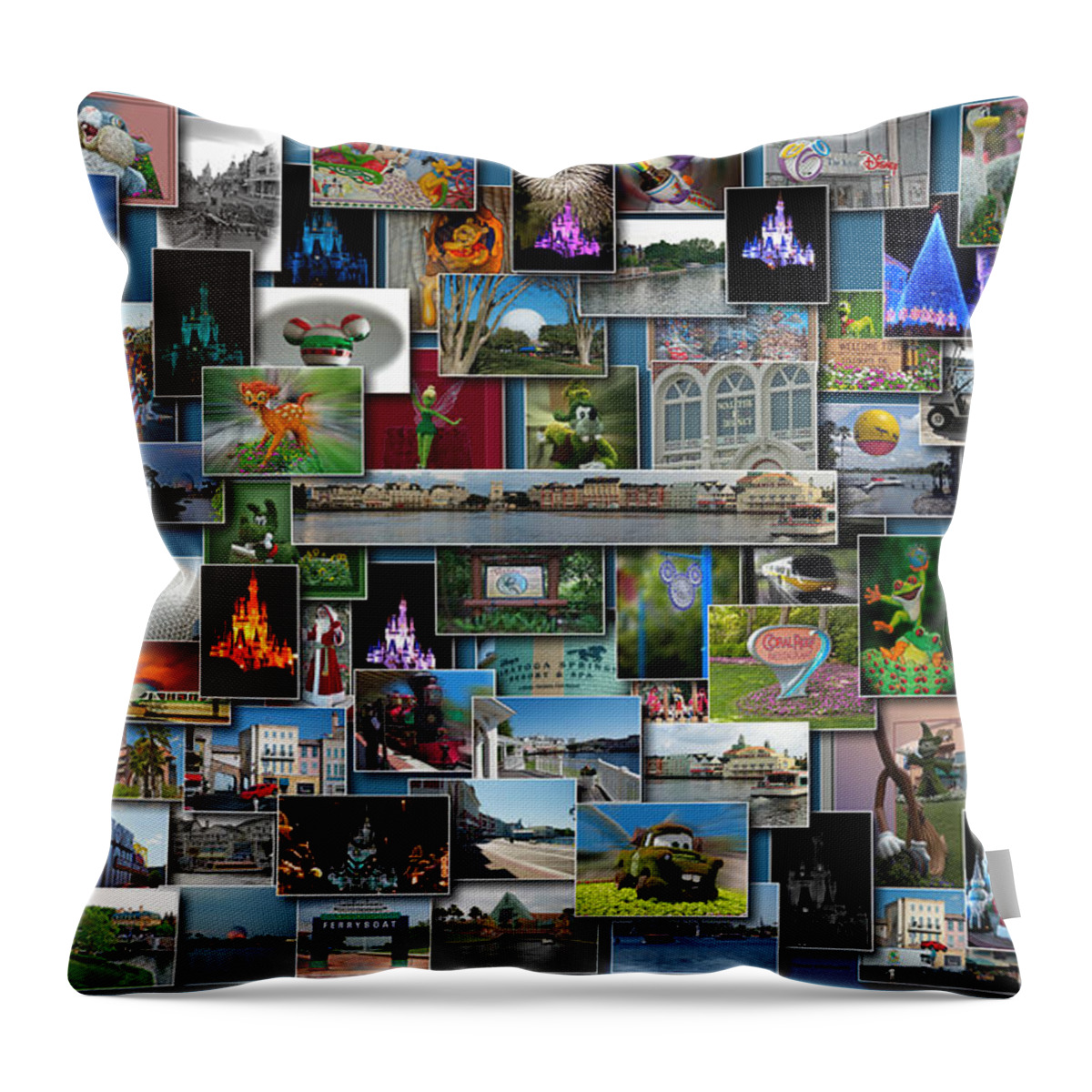 Rectangle Throw Pillow featuring the photograph Disney World Collage Rectangle PM by Thomas Woolworth