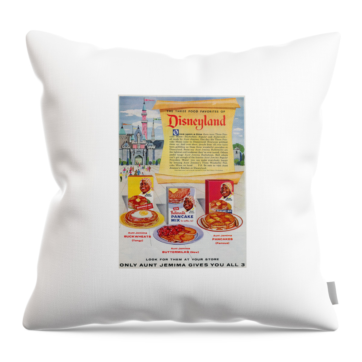 Black Americana Throw Pillow featuring the digital art Disneyland And Aunt Jemima Pancakes by Kim Kent