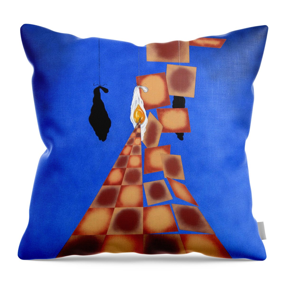 Salvador Dali Throw Pillow featuring the painting Disrupted Egg Path On Blue by James Lavott