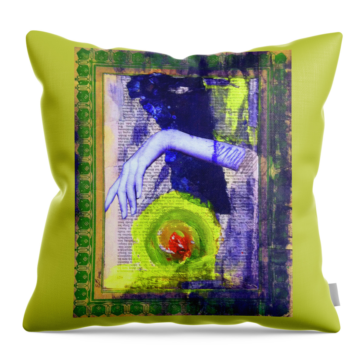 Dada Throw Pillow featuring the mixed media Dissicated Hope by Elizabeth Bogard
