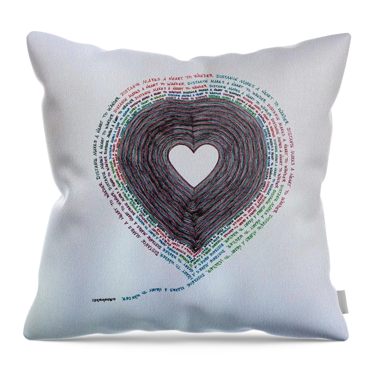Heart Throw Pillow featuring the painting Distance by Thomas Gronowski