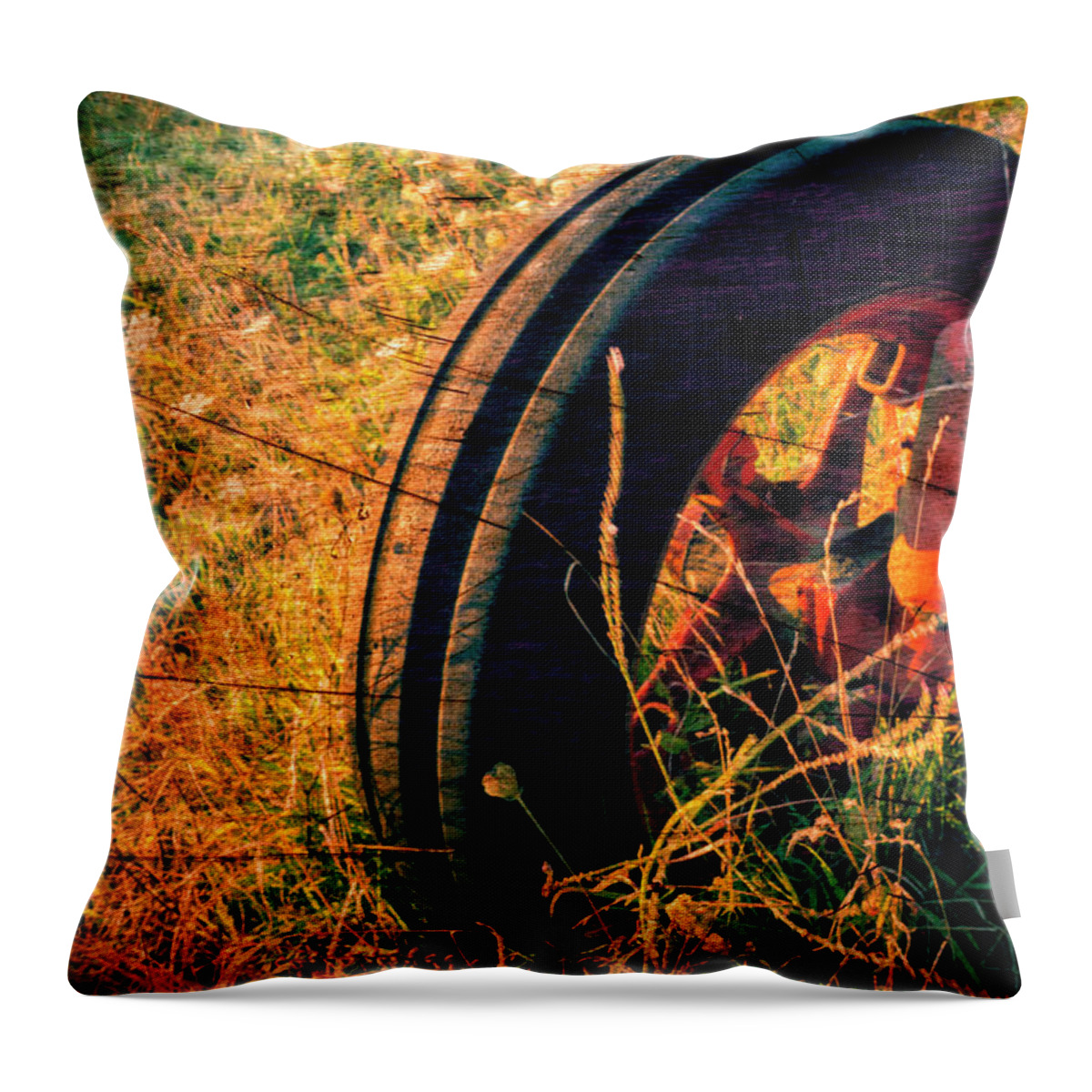 Tractor Throw Pillow featuring the photograph Distressed old Tractor by John Paul Cullen