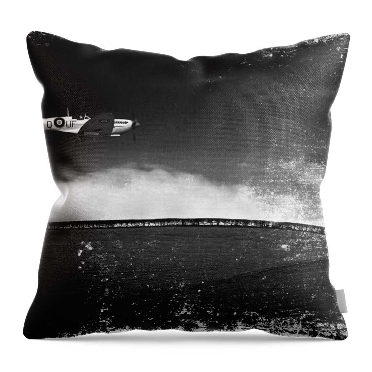 Spitfire Throw Pillow featuring the photograph Distressed Spitfire by Meirion Matthias
