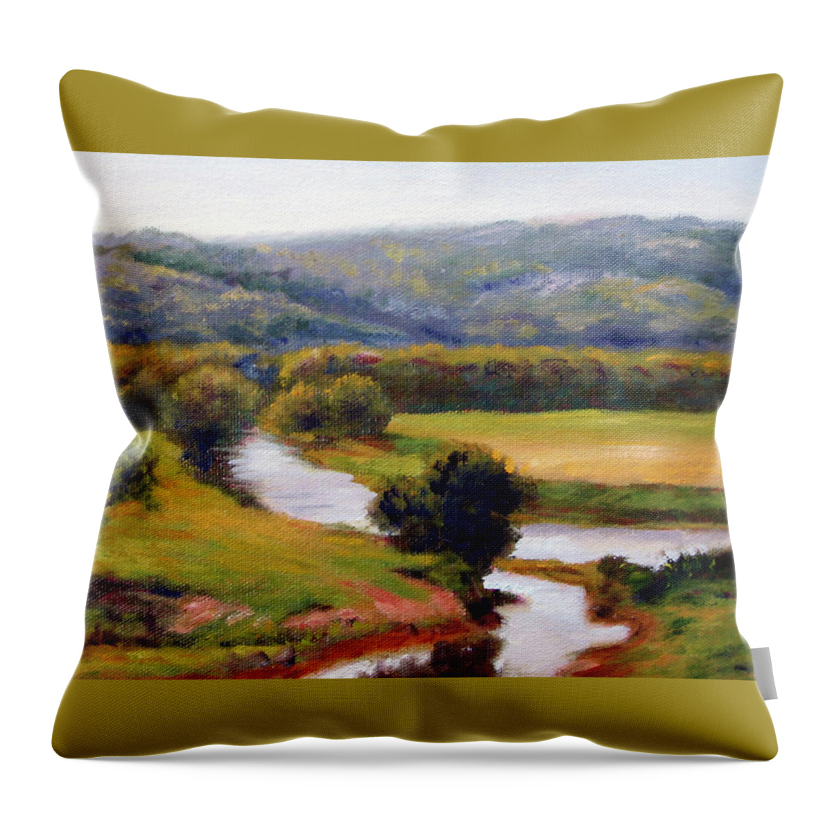 Riverscape Throw Pillow featuring the painting Diversion by Marie Witte
