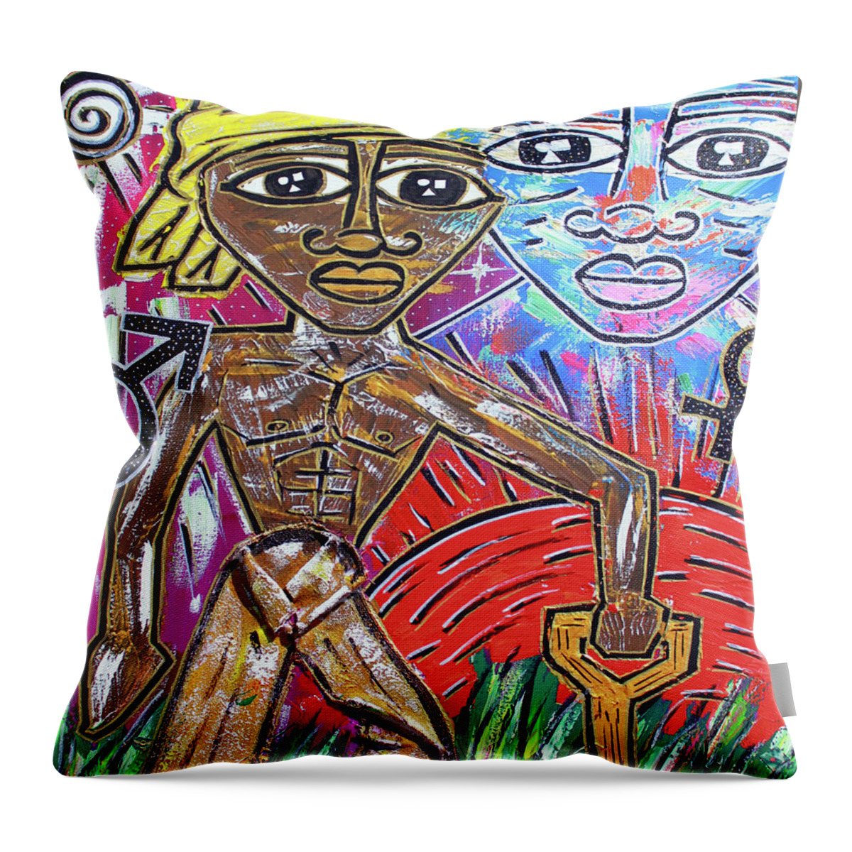  Throw Pillow featuring the painting Divine Unions by Odalo Wasikhongo