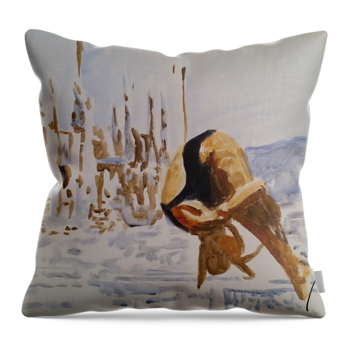 Platform Throw Pillow featuring the painting Diving I by Bachmors Artist