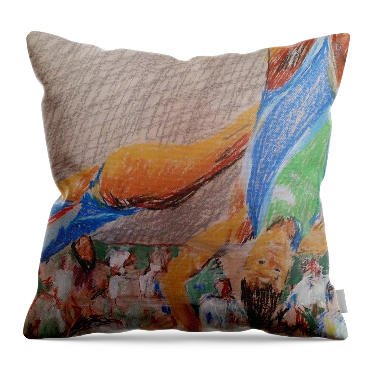 Platform Throw Pillow featuring the painting Diving IV by Bachmors Artist
