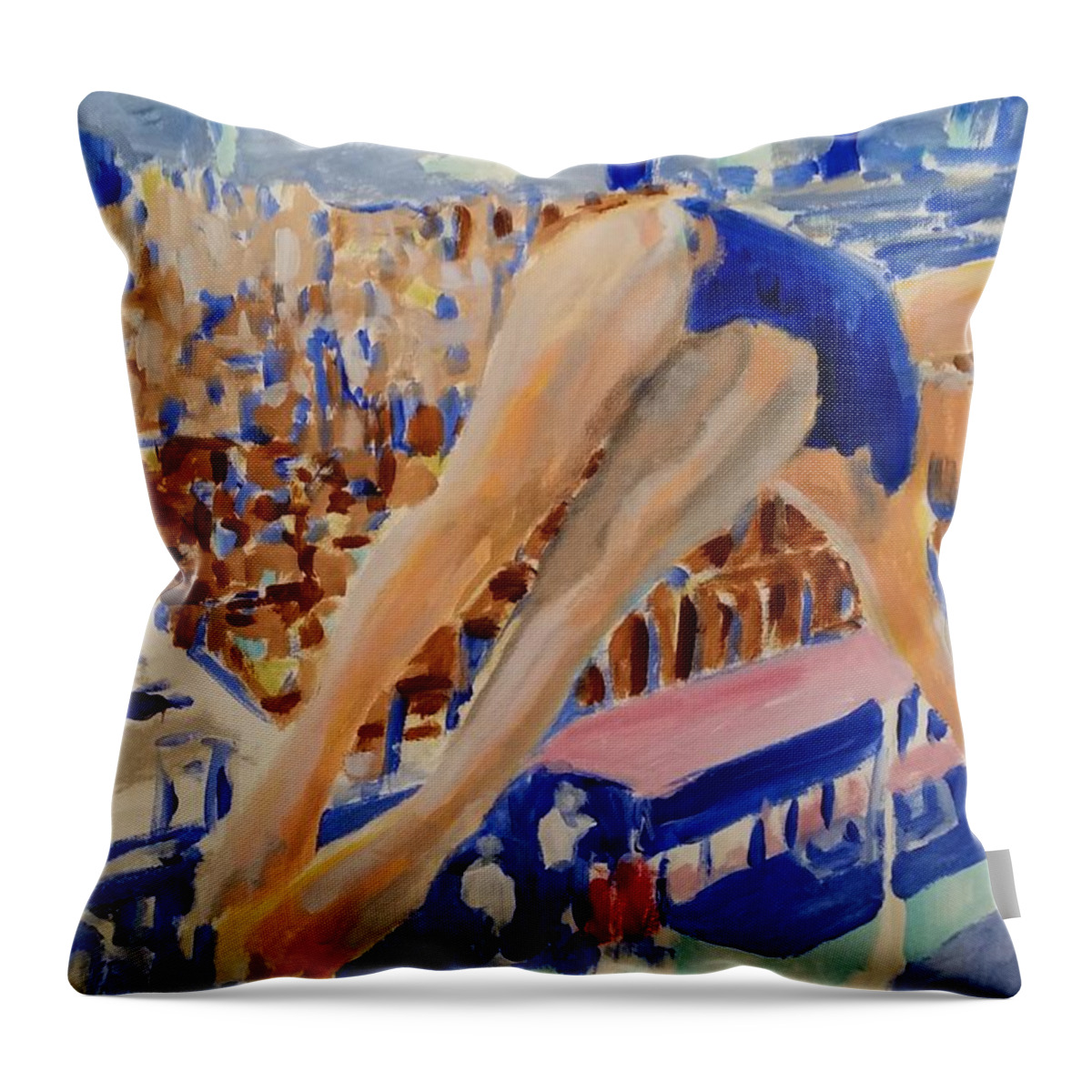 Platform Throw Pillow featuring the painting Diving V by Bachmors Artist