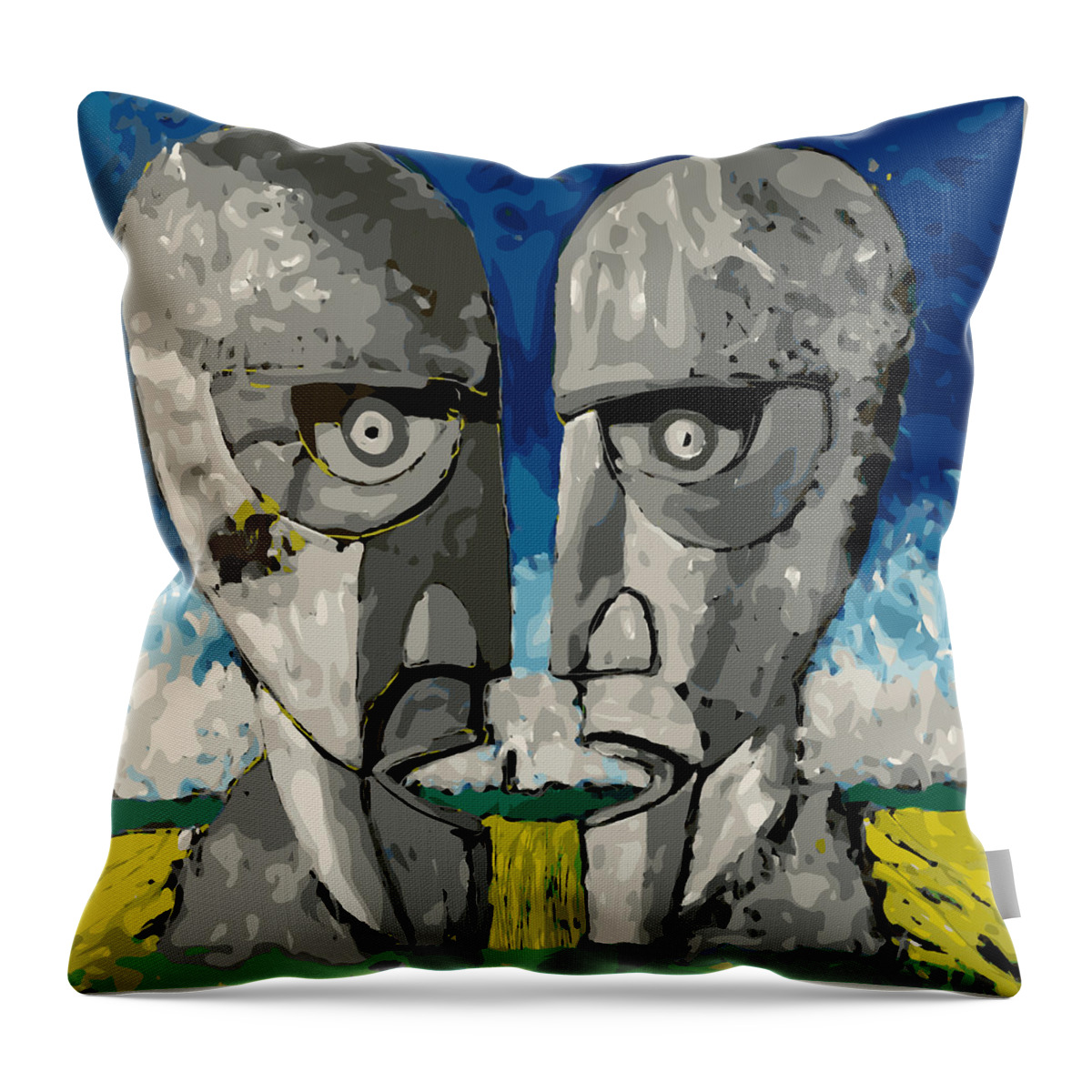 Painted Live During Floydian Slip Throw Pillow featuring the painting Division Bell by Neal Barbosa