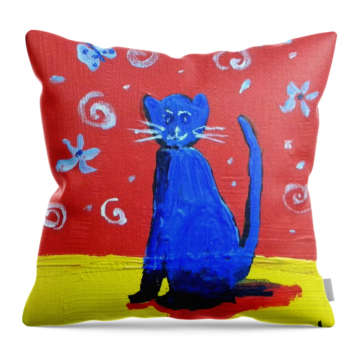 Cat Throw Pillow featuring the painting Dizzy Cat by Caroline Henry