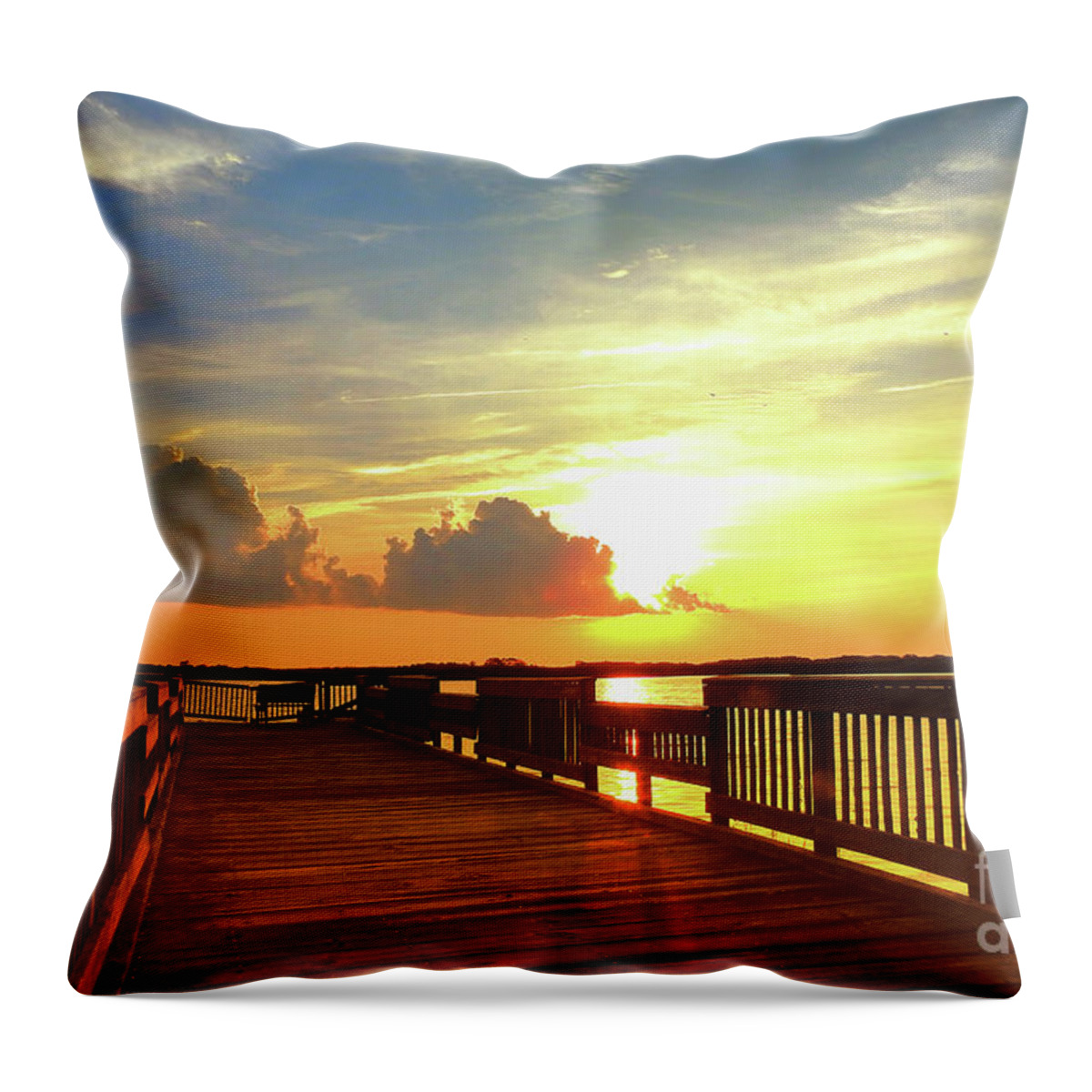 Back Bay Sunset Throw Pillow featuring the photograph Dock on the Bay - Sunset by Scott Cameron