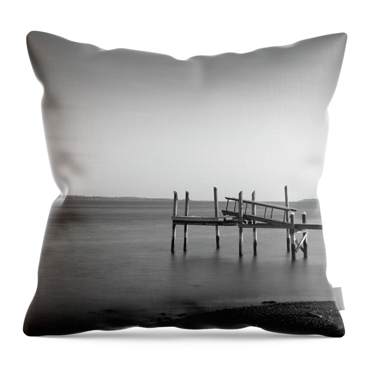 Dock Throw Pillow featuring the photograph Dock Portsmouth RI I BW by David Gordon
