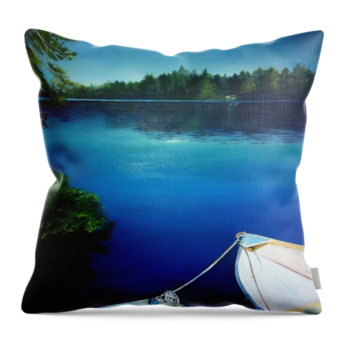 Painting Throw Pillow featuring the painting Dock View by Stella Marin