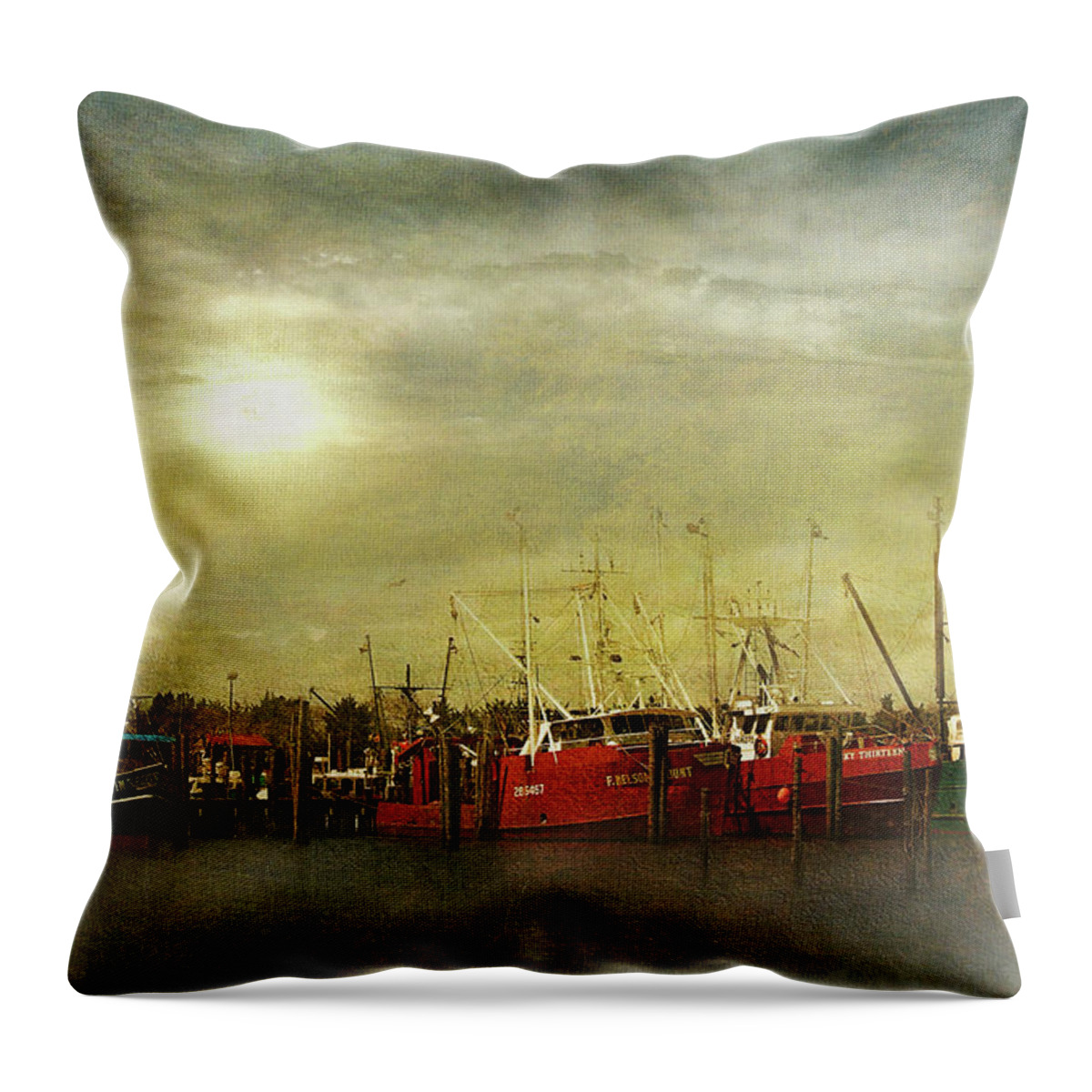 Dock Throw Pillow featuring the photograph Docked by John Rivera