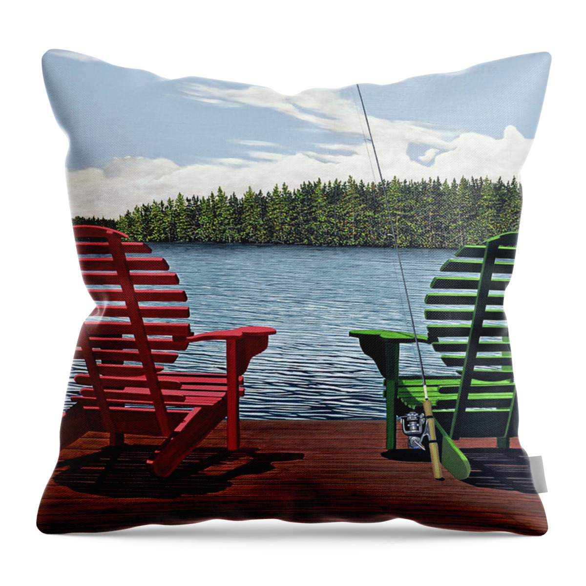 Landscapes Throw Pillow featuring the painting Dockside by Kenneth M Kirsch