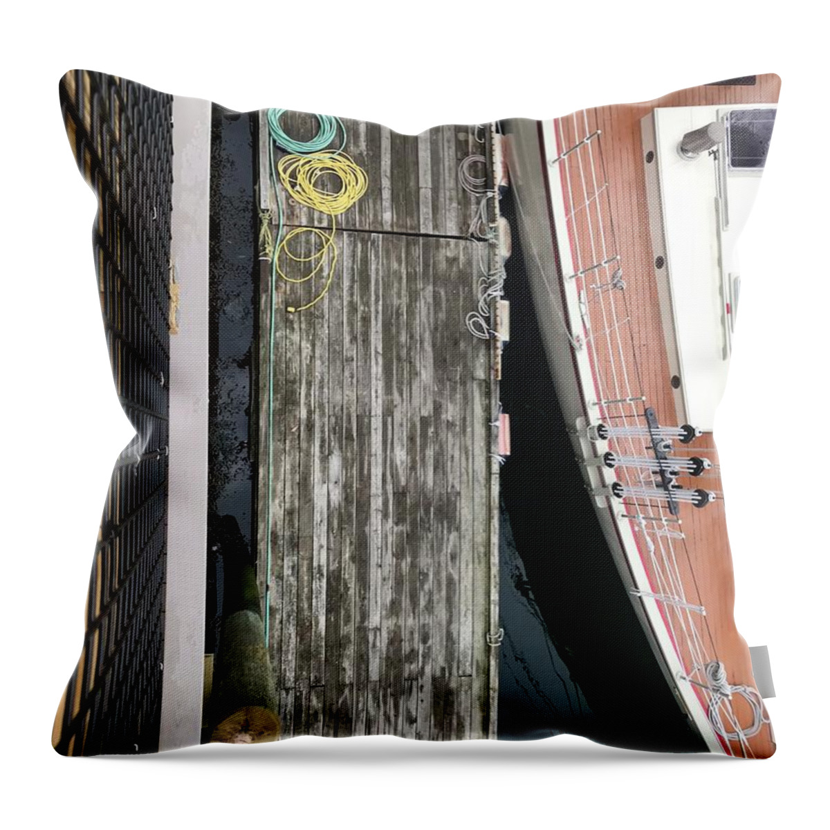 Boat Throw Pillow featuring the photograph Dockside Schooner by Jason Nicholas