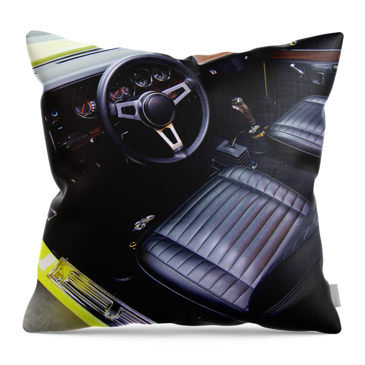 Dodge Charger Super Bee Throw Pillow featuring the photograph Dodge Charger Super Bee by Mariel Mcmeeking