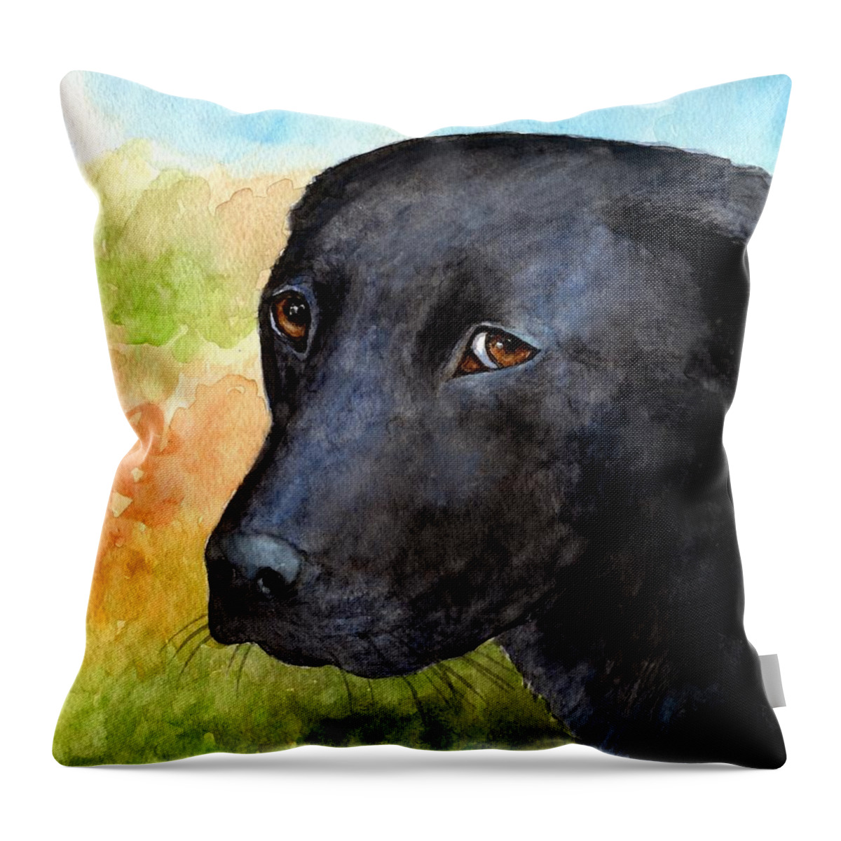 Dog Throw Pillow featuring the painting Dog 115 by Lucie Dumas