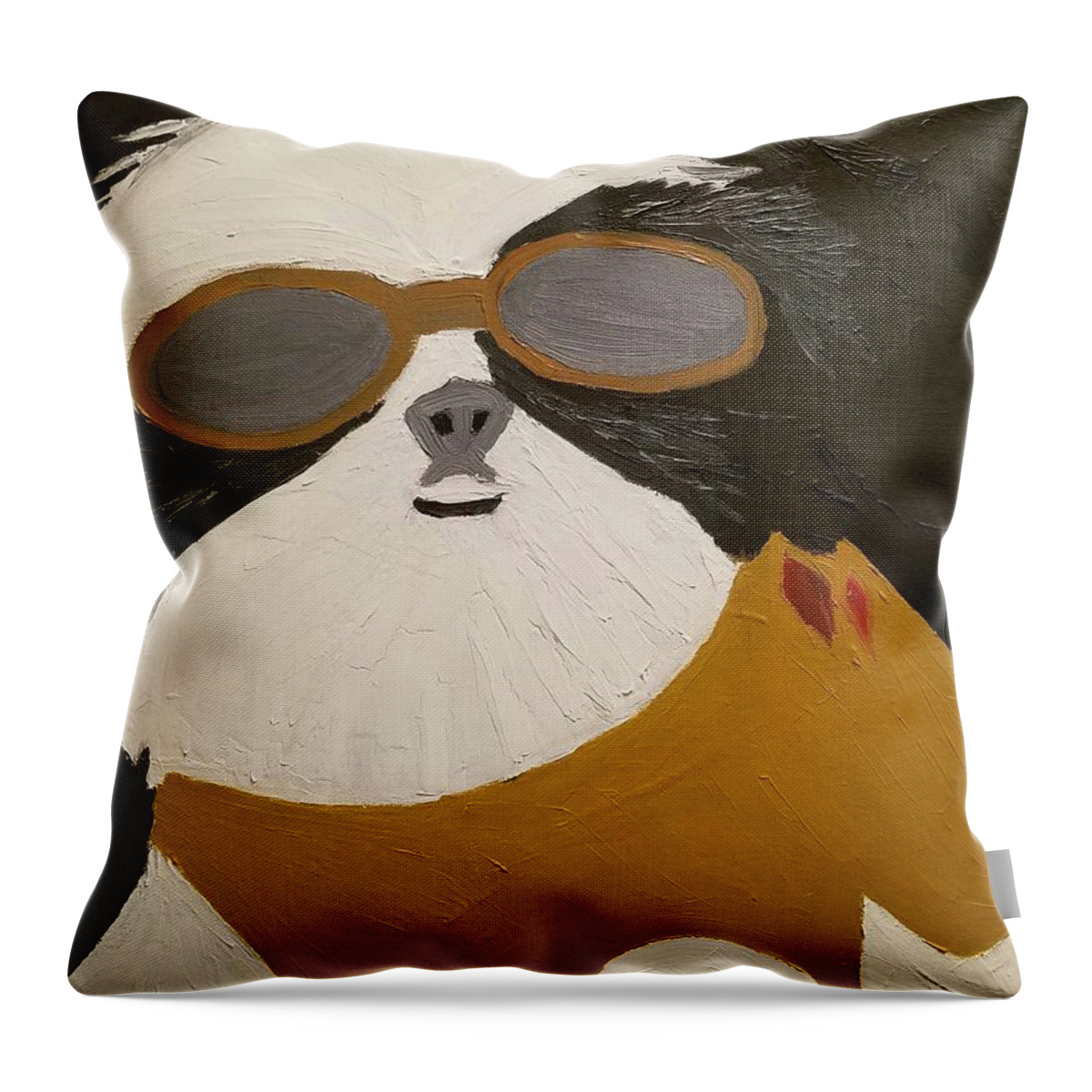 Shih-tzu Throw Pillow featuring the painting Dog Boss by J Cv