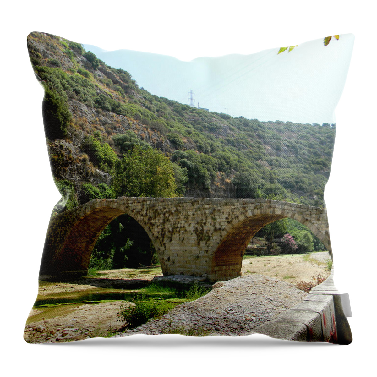 Lebanon. Dog River Throw Pillow featuring the photograph Dog River by Marwan George Khoury