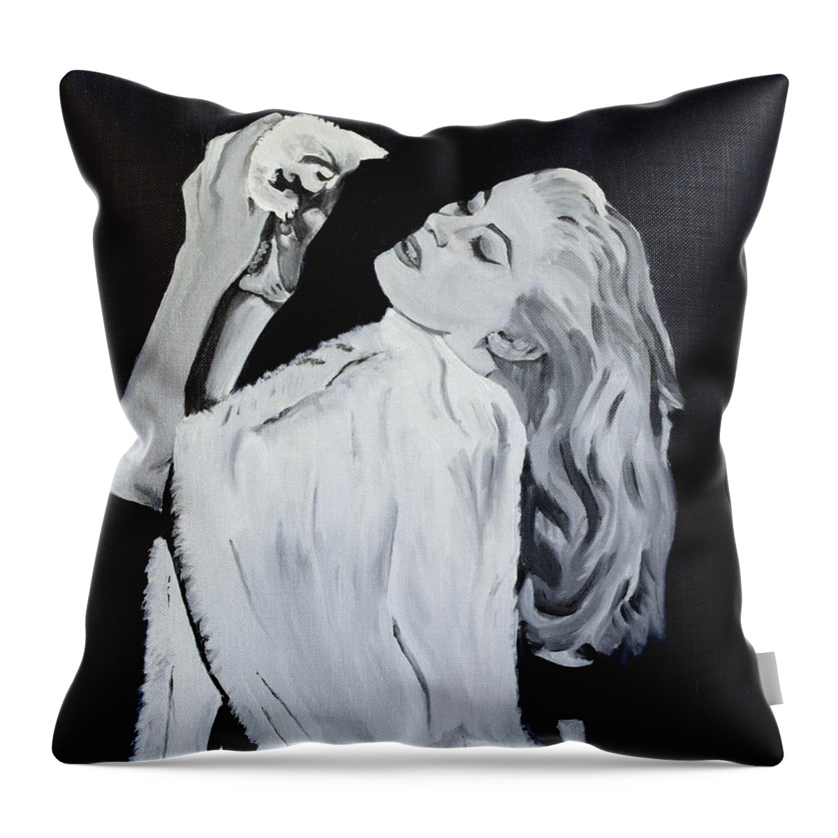 Anita Ekberg Throw Pillow featuring the painting Dolce Kitten by Mary Capriole