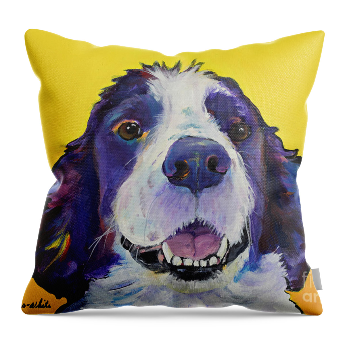 English Springer Spaniel Throw Pillow featuring the painting Dolly by Pat Saunders-White