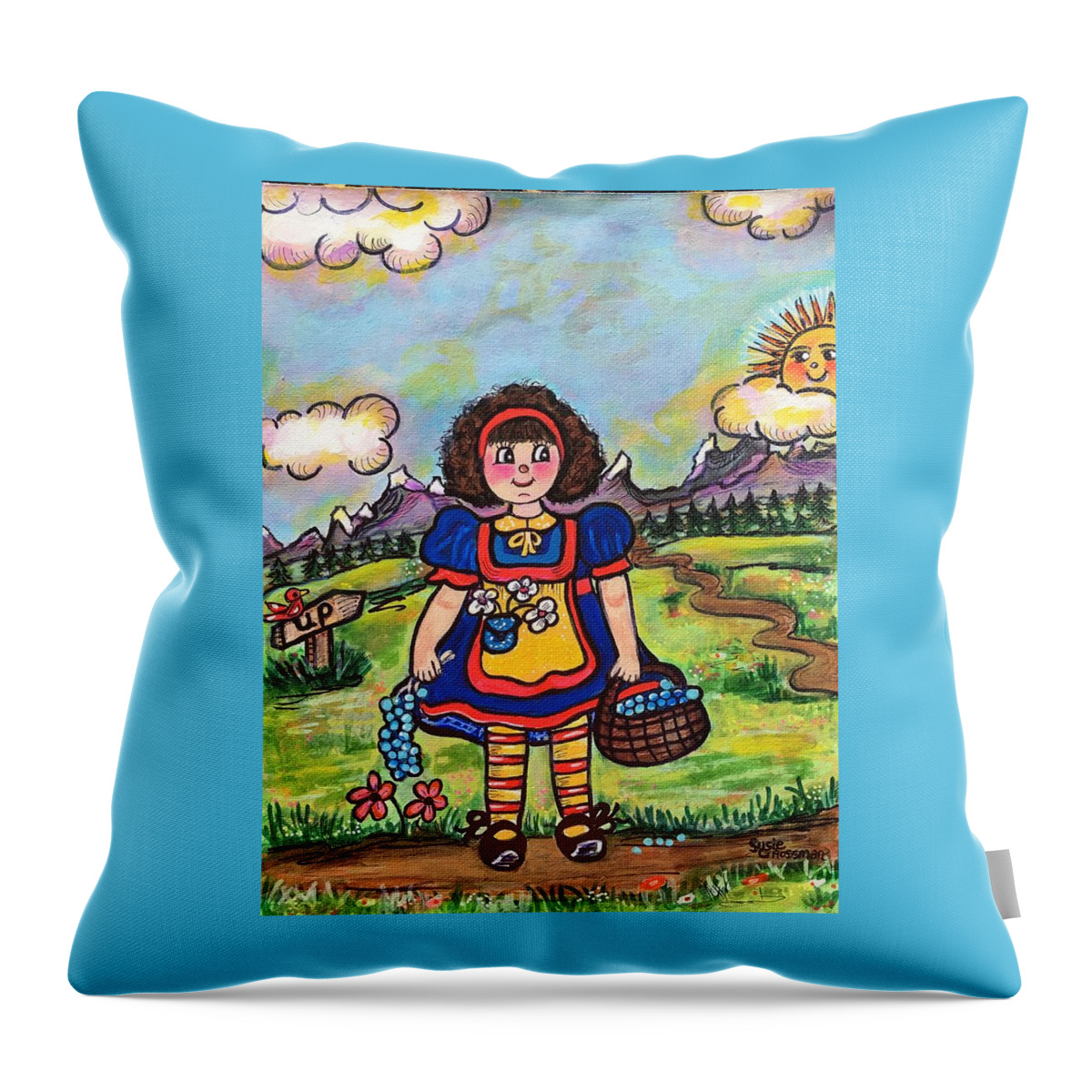 Dolly And Friends Throw Pillow featuring the painting Dolly by Susie Grossman