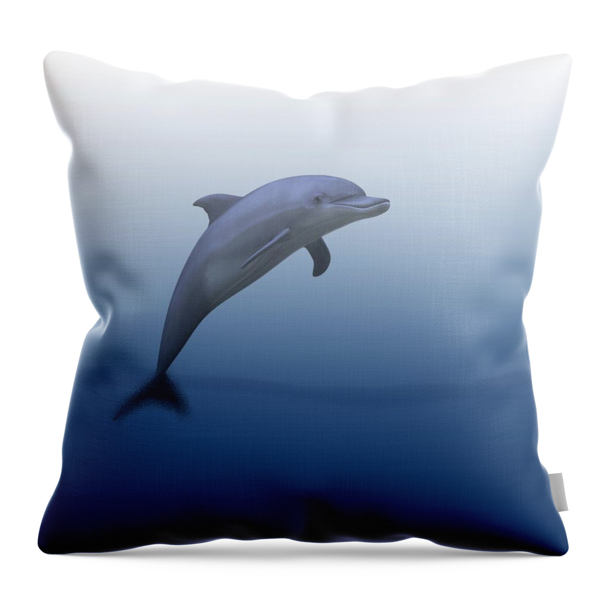 Dolphin Throw Pillow featuring the digital art Dolphin In Ocean Blue by Movie Poster Prints
